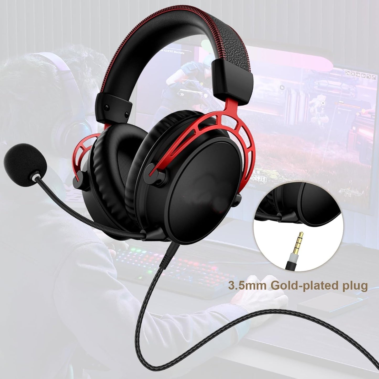 3.5mm Audio Jack Stereo Cloud Alpha Cable Aux Cord Game Headset Cable Wire Compatible with HyperX Kingston Cloud Alpha and Cloud Mix Gaming Headset, 5ft (No Mic)