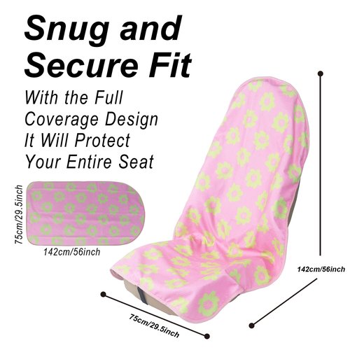 LoyaGour Car Seat Cover Protector Front Seats,for Gym Workout,Running,Swimming,Beach and Hiking,Waterproof Sweat Towel Bucket Seat Covers for Cars SUV Trucks (Flower and Pink, 1Pcs)