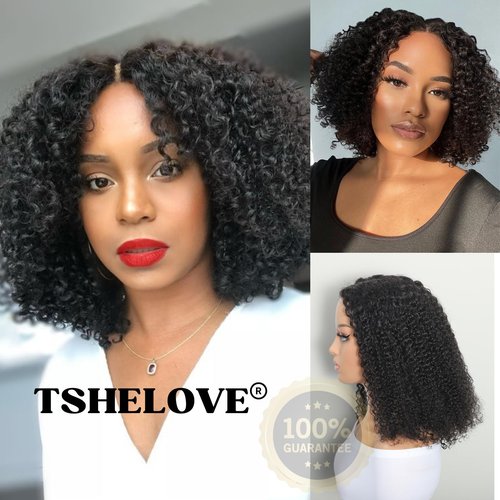 Glueless Wigs Human Hair Pre Plucked Pre Cut Kinky Curly Short Wear and Go Glueless Bob Wigs For Black Women Wet and Wavy Swiss Hd Transparent Lace Closure Wig 5x5 180% Density Middle Part (1B#16inch)