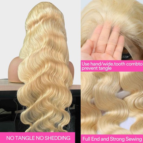 HUANGCAI 613 Lace Front Wig Human Hair, 28inch 13x6 Blonde Lace Front Wigs Human Hair, 613 Body Wave HD Transparent Lace Frontal Wig, 180% Density Blonde Wig Human Hair Pre Plucked with Baby Hair