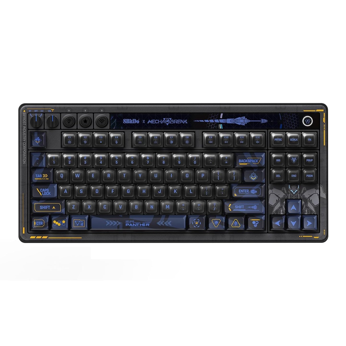 8BitDo Retro 87 Mechanical Keyboard with Hot-Swappable Kailh Switches, RGB Backlight, Programmable Buttons, Wireless 2.4G/Bluetooth/USB-C for Windows and Android - Mecha Break: Panther