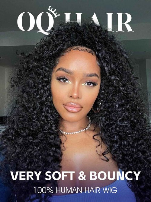 OQ Hair Water Wave Half Wig Human Hair Adjustable Drawstring 180% Density 3 In 1 Beginner Friendly Glueless Wear and Go Half Human Hair Wig for Women 18 Inch