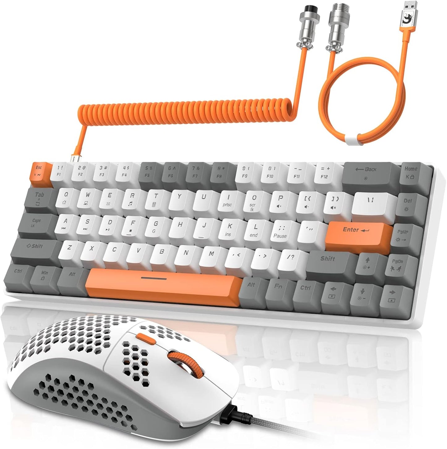 ZIYOU LANG RK-T8PR0 Wired 65% Mechanical Gaming Keyboard and Mouse Combo with RGB Backlit Anti-ghosting TKL Mini 68 Key Coiled C to A Cable Tactile Blue Switch for PS4 PS5 Xbox PC Mac Gamer(Dark Gray)