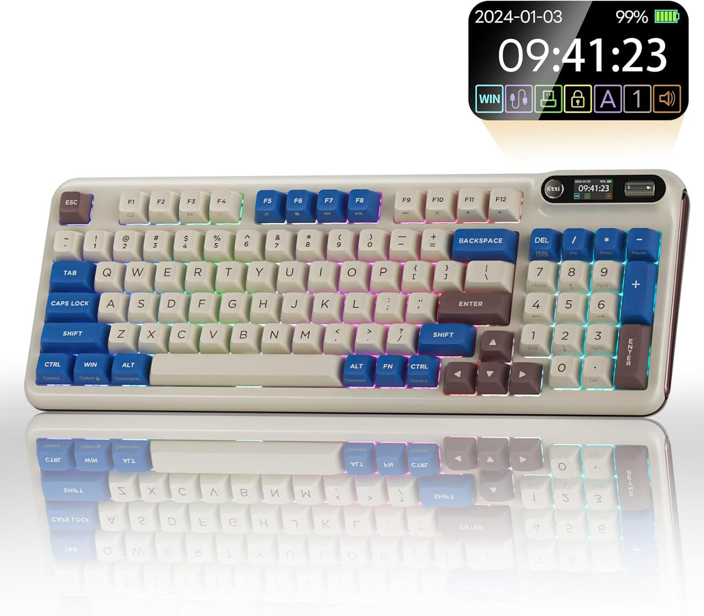 Z98 Creamy Keyboard, Wireless Mechanical Keyboard with Smart Display & Knob, Tri-Mode Connection