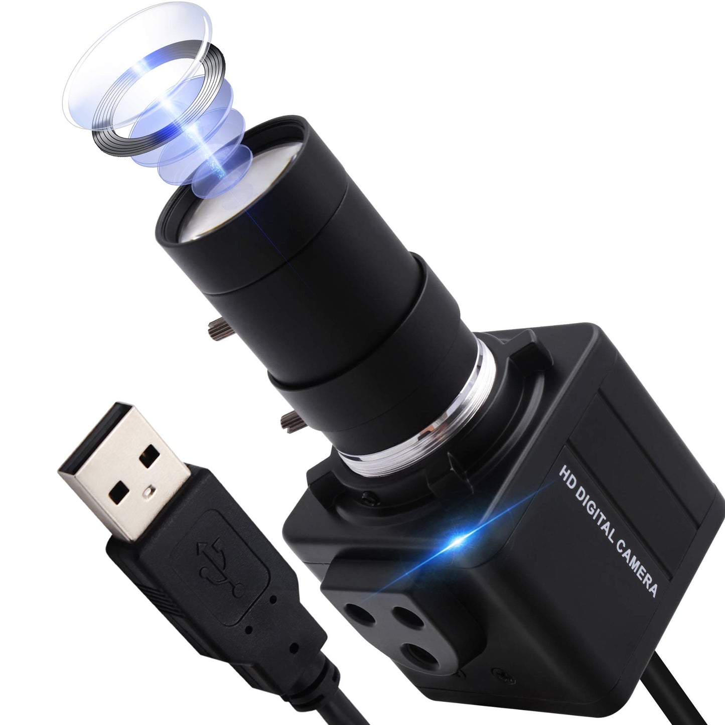 ALPCAM USB Camera 4K Ultra HD Webcam with 5-50mm Varifocal Lens USB Camera High Resolution 3840P Optical Web Camera,Manual Zoom Conference Webcam Support OPENCV on Mac/Window/Linux