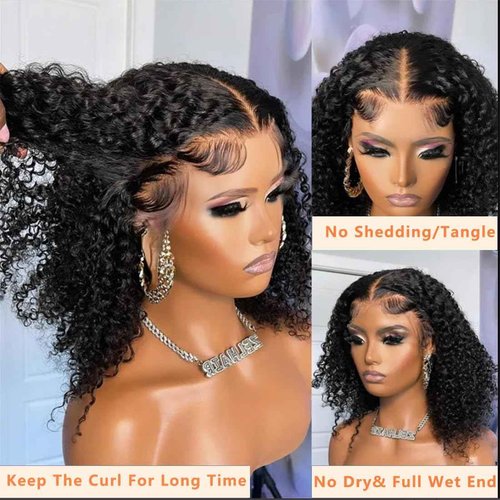 250% Density Kinkycurly Wig Human Hair 13X6 HD Lace Front Curly Human Hair Wig With Baby Hair Afro Kinkys Curly Wig For Women Real Human Hair 16inch