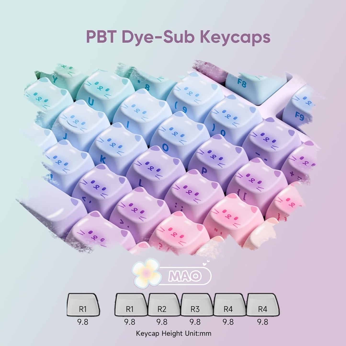 AKKO MG108B Colorful Cats Mechanical Keyboard Hot-Swappable Multi-Mode Gaming Keyboard with PBT Dye-Sub Mao Profile Keycaps Pre Lubed Piano Switch