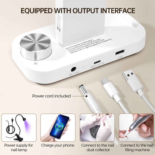 AOXDWGE AORAEM 34" Foldable Half Moon LED Nail Lamp, 456LEDs 3350LM Half Moon Light for Nails with Phone Holder, 3 Color Modes 3000K-6000K Professional Manicure Lamp for Nail Tech Salon