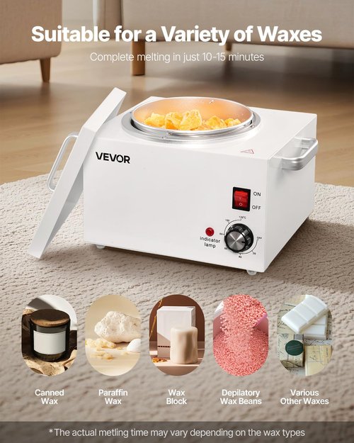 VEVOR Single Wax Warmer, 3000ML 300W Professional Wax Warmer for Hair Removal, 32 ℉- 248 ℉ Adjustable & Non-Stick Waxing Heater Pot with 100PCS Waxing Sticks for Home Use, Beauty Salon, Spa