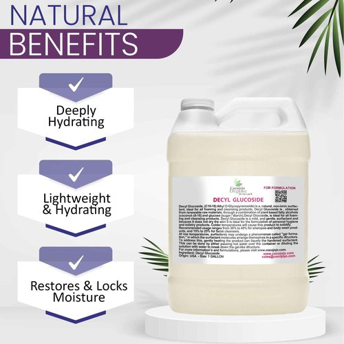 Cocojojo Decyl Glucoside Natural Surfactant - Surfactants for Soap Making, Lauryl Glucoside, DIY Shower Gel, Skin Care, Body and Face Wash, Plant Derived, Natural - 1 Gallon (Pack of 1)