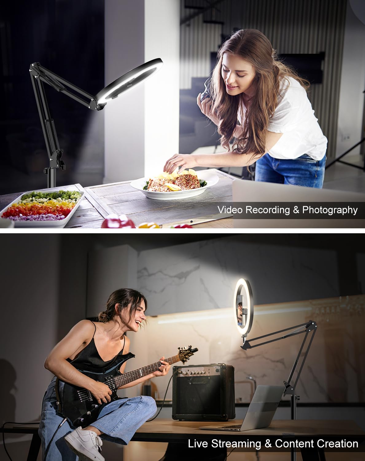 1800 Lumens Ring Light Tripod for iPhone – Upgrade 10” Overhead Light with Stand & Remote, 2X Brighter Lighting for Video Recording, TikTok, YouTube, Streaming & Content Creator Essentials