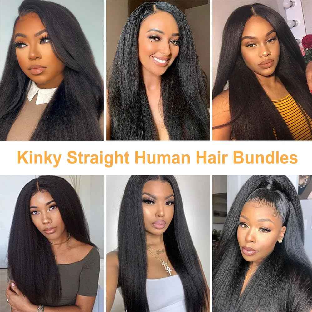 28 30 32 inch Brazilian Kinky Straight Bundles Human Hair #1B Yaki Bundles Natural Black Straight Human Hair Bundle
