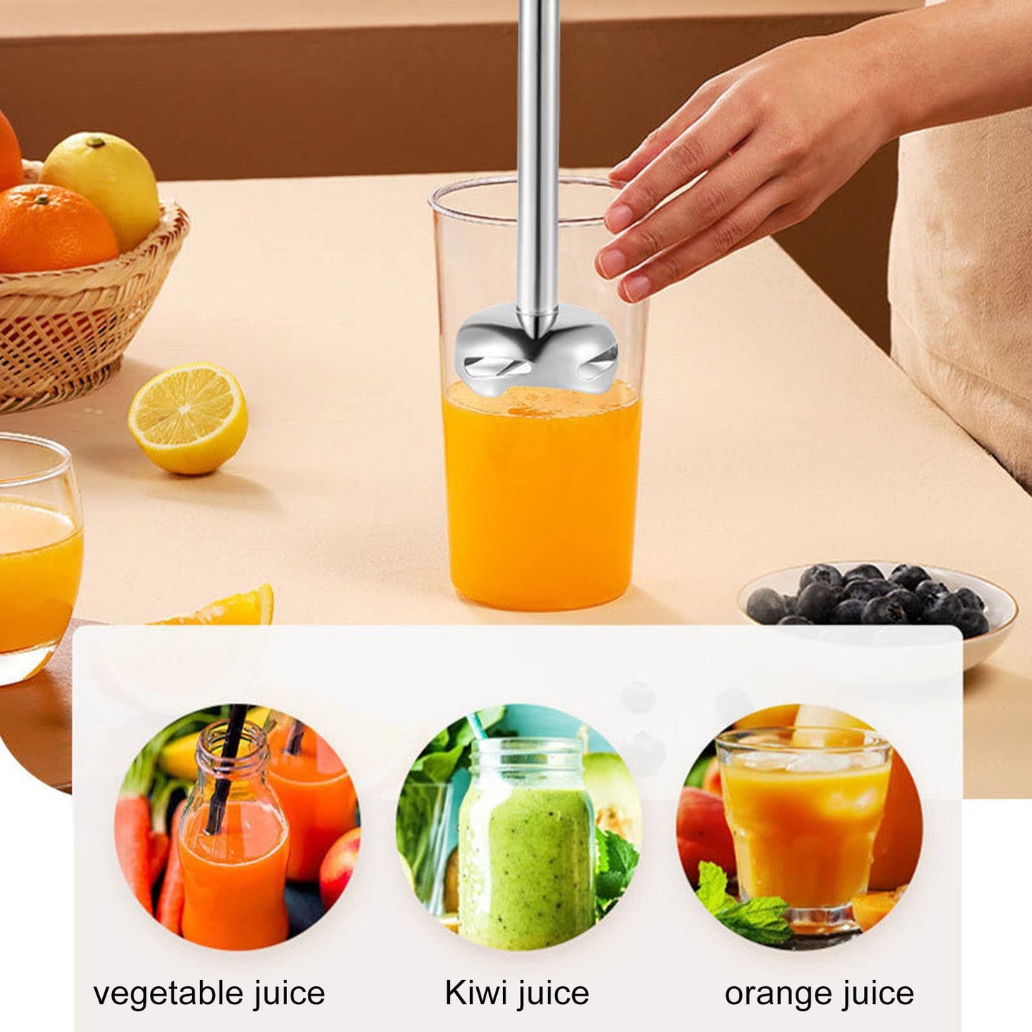4 In 1 Multifunctional Hand Blender, Immersion Hand Blender, Stainless Steel Food Processor 700ml Mixing Cup 500ml Meat Grinding Bowl US Plug 110V