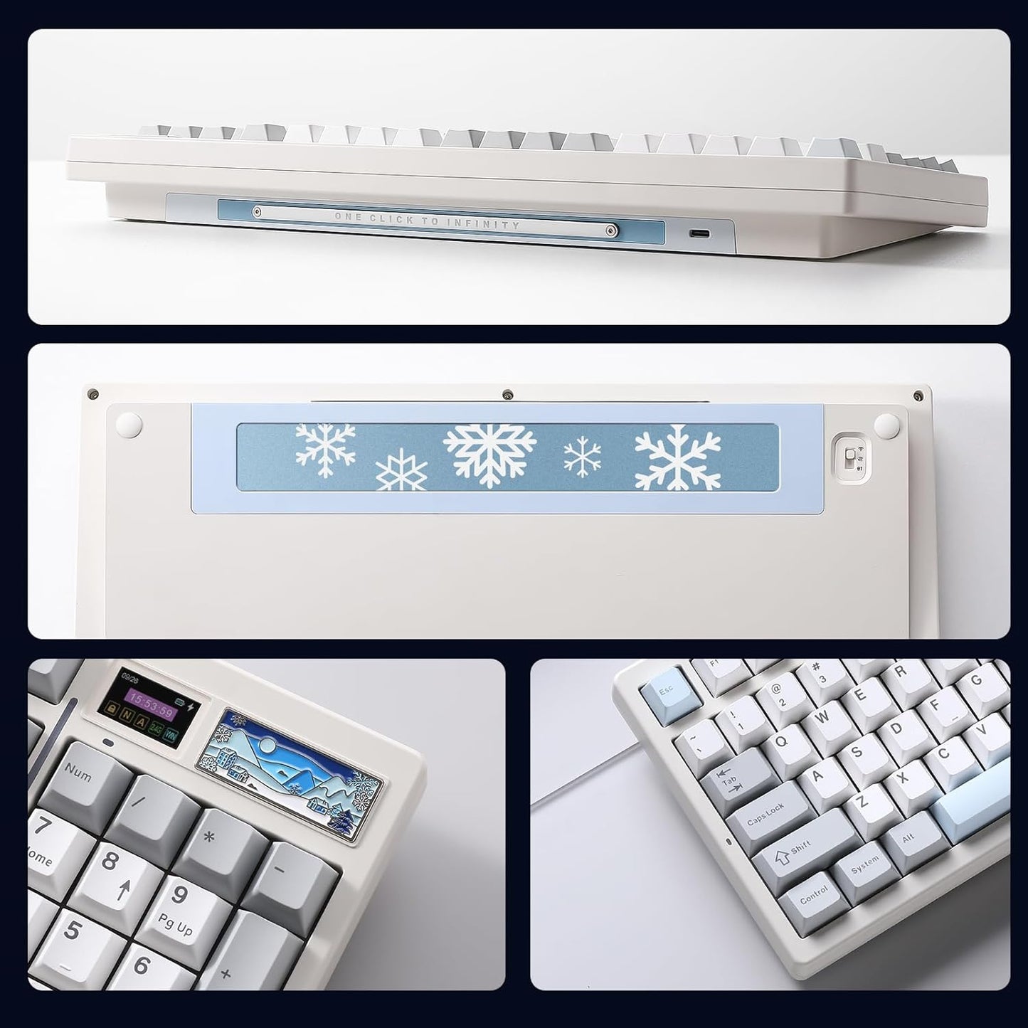 YUNZII IF99 Wireless Mechanical Gaming Keyboard with Smart LCD Display, QMK/VIA Programmable BT/2.4G/USB-C Gasket Mounted Hot Swap RGB 96% Layout for Mac/Win (White, Cocoa Cream V2 Switch)