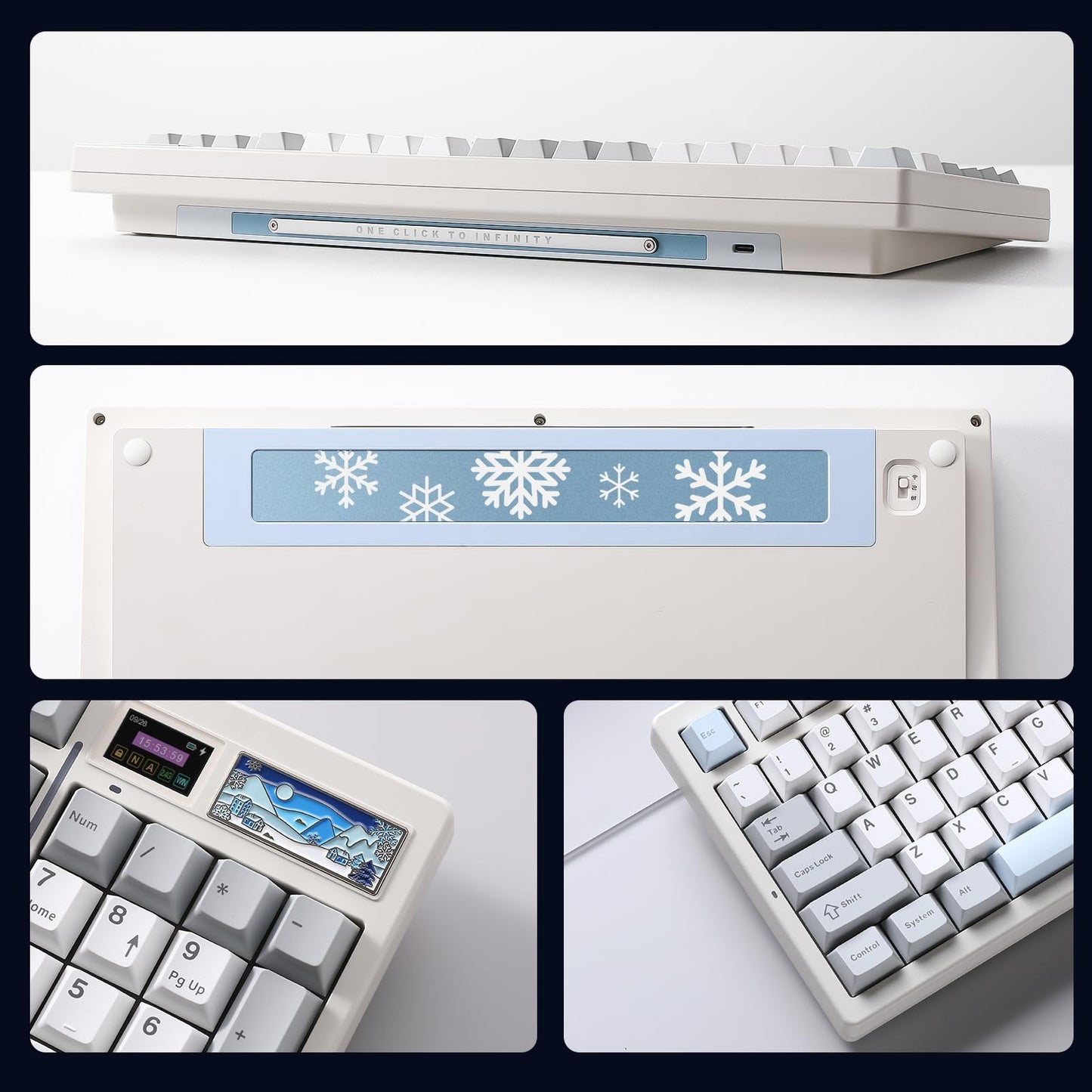 YUNZII IF99 Wireless Mechanical Gaming Keyboard with Smart LCD Display, QMK/VIA Programmable BT/2.4G/USB-C Gasket Mounted Hot Swap RGB 96% Layout for Mac/Win (White, Gateron Zero Switch)