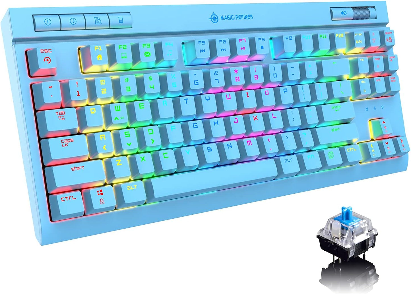 ZIYOU LANG Mechanical Gaming Keyboard, 87 Keys Chroma RGB LED Backlit, Blue Switch, USB-C, PC/Mac Compatible