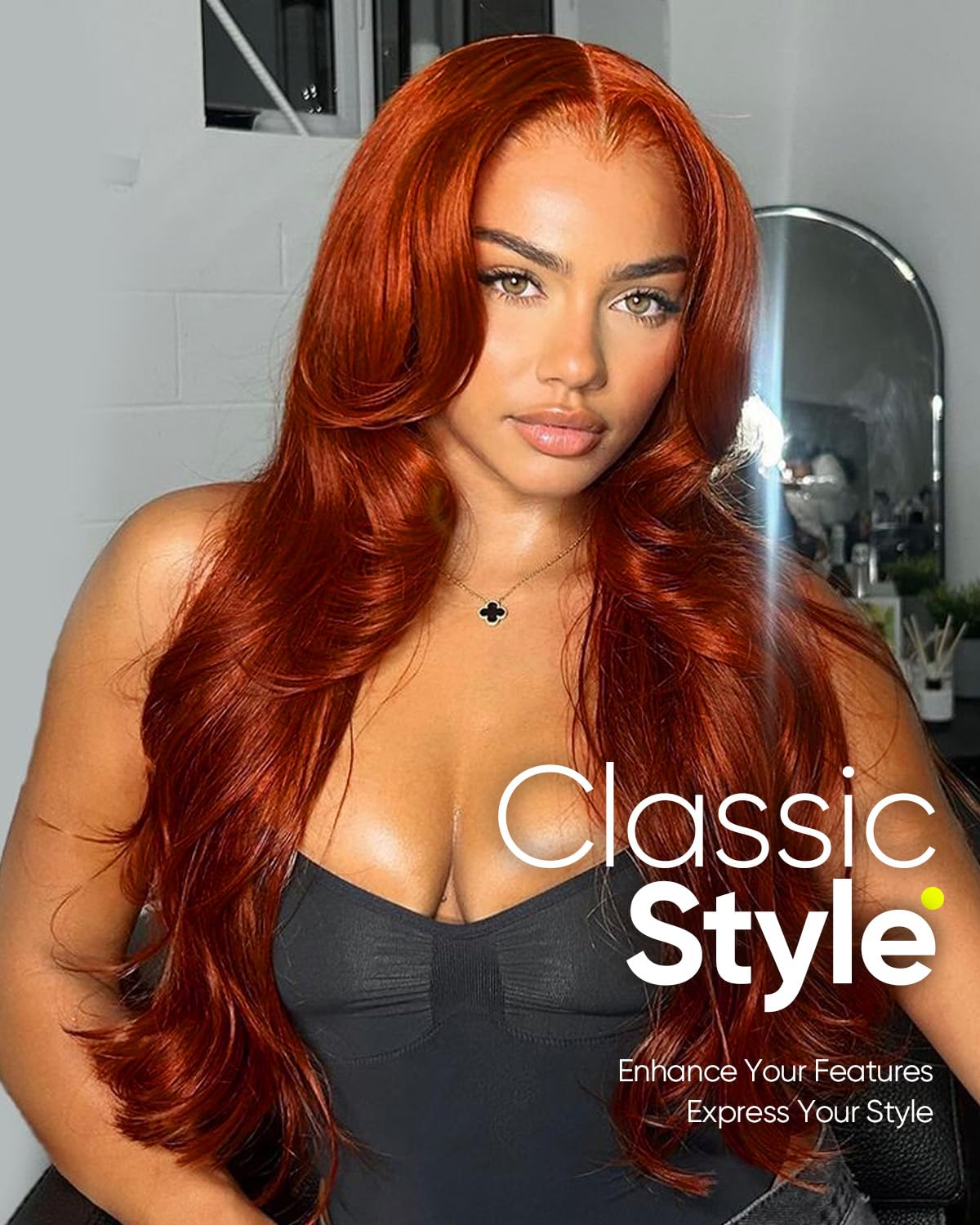 Ginger Orange Body Wave HD Lace Frontal Wigs Human Hair,200% Density 350# 13X4 Lace Front Wigs Human Hair Pre Plucked for Women 18inch