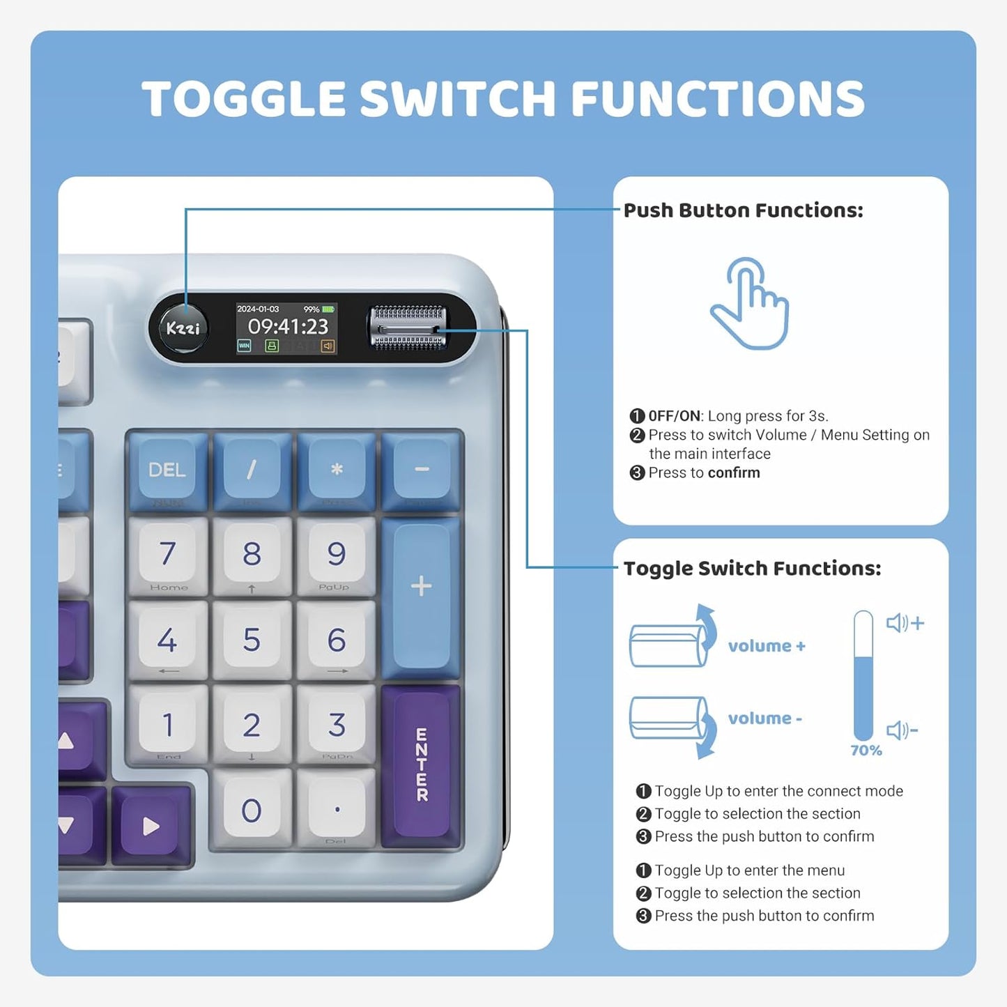 Z98 Creamy Keyboard, Wireless Mechanical Keyboard with Smart Display & Knob, Tri-Mode Connection