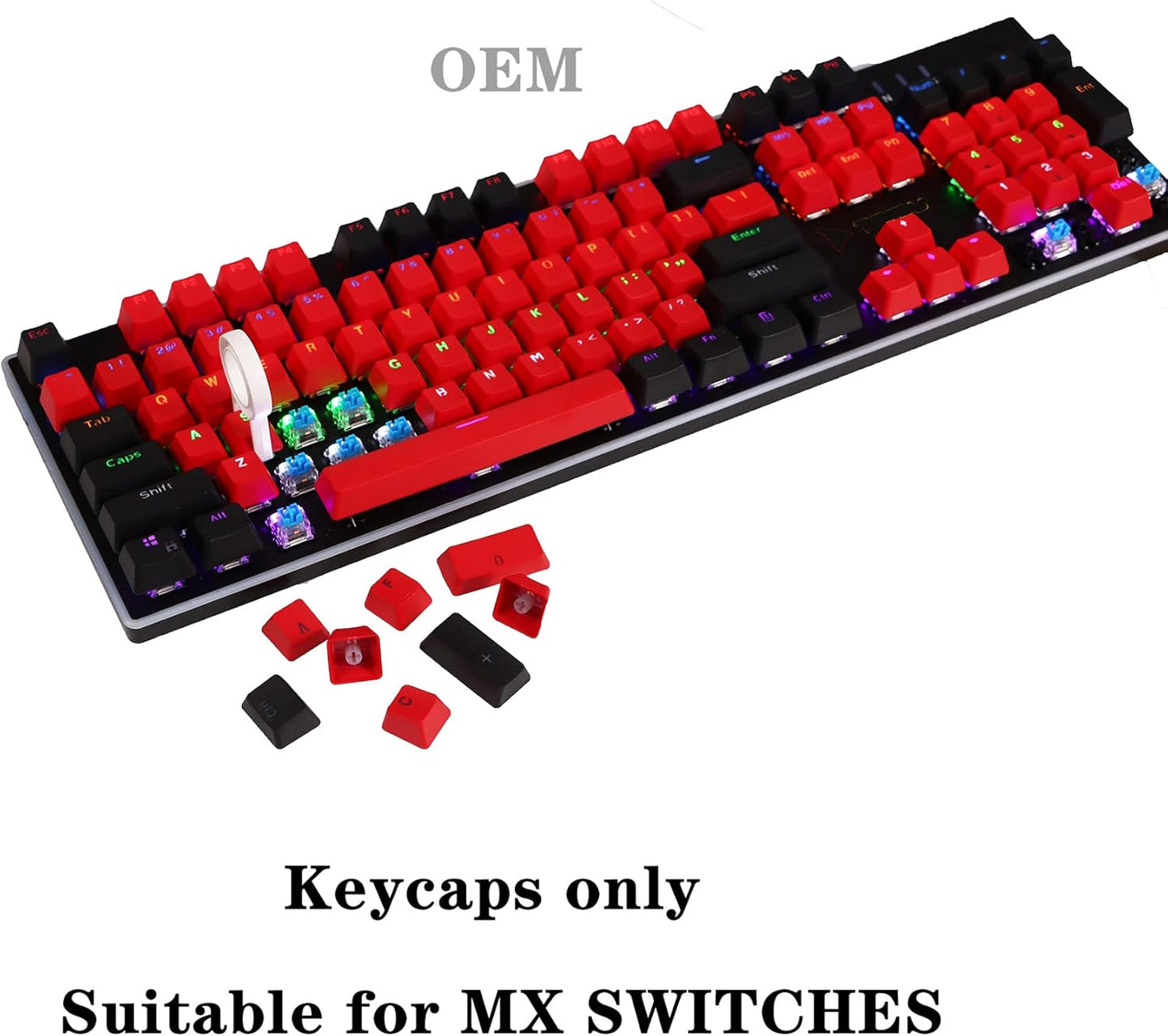 61 PBT Game keycap, 60% Backlight with Key Puller OEM Configuration American Layout, 87/104 Mechanical Keyboard (no Keyboard) (Ahris)