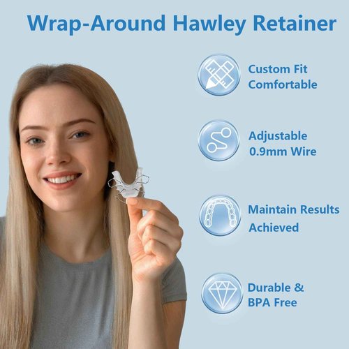 Custom Fit Hawley Retainer After Braces, Durable Dental Retainer, Upper & Lower Hawley Retainers for Teeth for Adults & Kids, 2 Pack