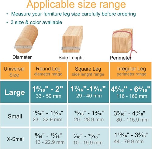 32 Pcs Chair Leg Protectors for Hardwood Floors, Silicone Felt Furniture Leg Cover Pad for Protecting Floors from Scratches and Noise, Smooth Moving, Large(Fit Round Diameter:1-5/16" to 2")