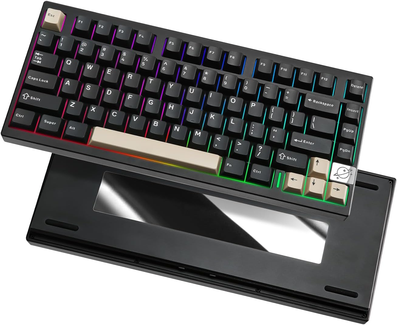 YUNZII AL75 PRO 75% Wireless Mechanical Gaming Keyboard,Full Aluminum CNC,BT/2.4G/Wired,PBT Keycaps,Gasket Mounted Hot Swap,Custom RGB Backlight, Programmable for Mac/Win (Silver, Cocoa Cream V2)