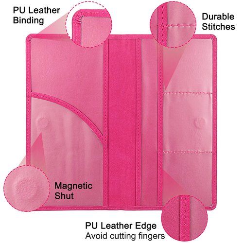 LumiMokki Premium Car Registration & Insurance Card Holder with Magnetic Shut, Vehicle Glove Box Car Organizer - For Documents, Cards, License (Rose red)