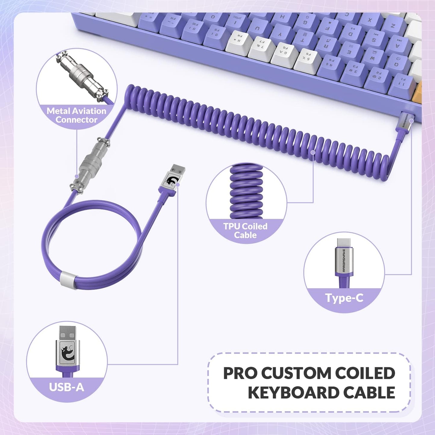 ZIYOU LANG RK-T8 Wired 65% Mechanical Gaming Keyboard with RGB LED Backlit Anti-ghosting TKL Mini 68 Key Custom Coiled C to A Cable Tactile Blue Switch for PS4 PS5 Xbox PC Mac Gamer(White/Blue/Red)