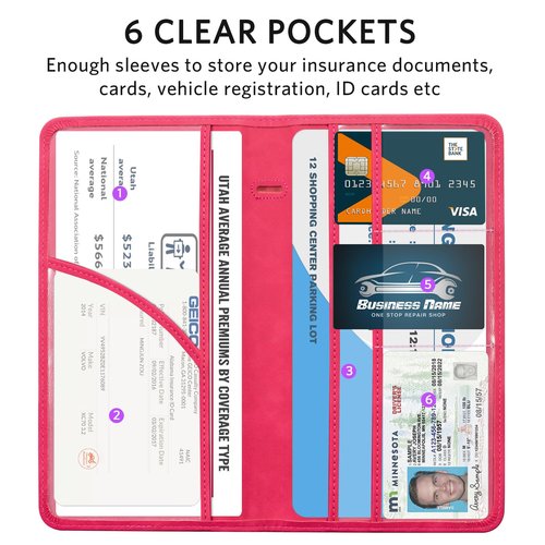 CoBak Car Registration and Insurance Holder - Vehicle Glove Box Car Organizer,Auto Truck Comparment Accessories Case with Magnetic Closure for Driver License,Cards