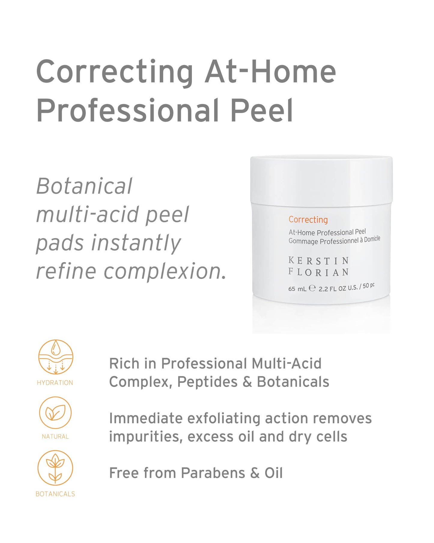 Kerstin Florian Correcting At Home Professional Peel | Glycolic & Lactic Acid Exfoliating Pore Pads (50 individual pads)