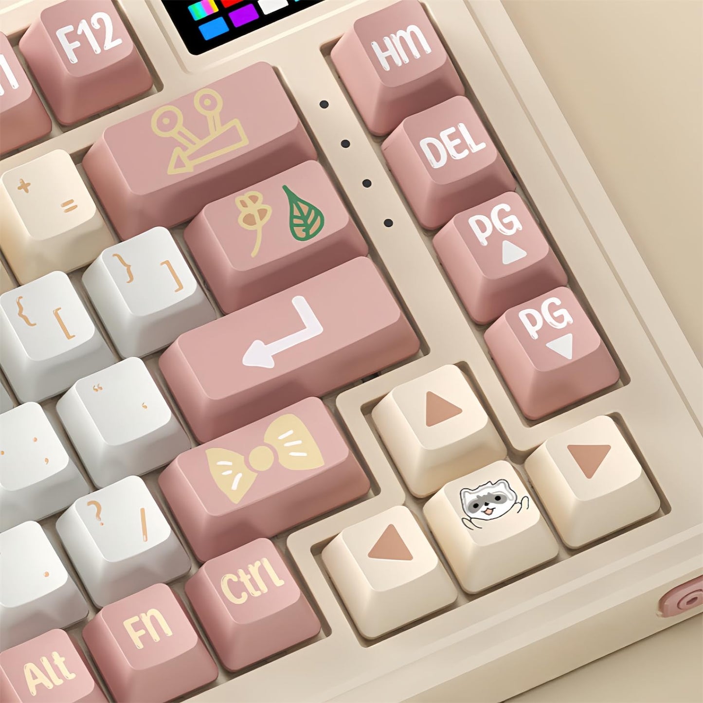 ZMX Cute Keyboard Keycaps,PBT Dye-Sub Custom Keycaps Set Cherry Profile 124 Keys Full Size Keycaps for ANSI Layout Cherry MX Switches 75% 60% Mechanical Gaming Keyboard Kawaii Cartoon Keycaps (16)