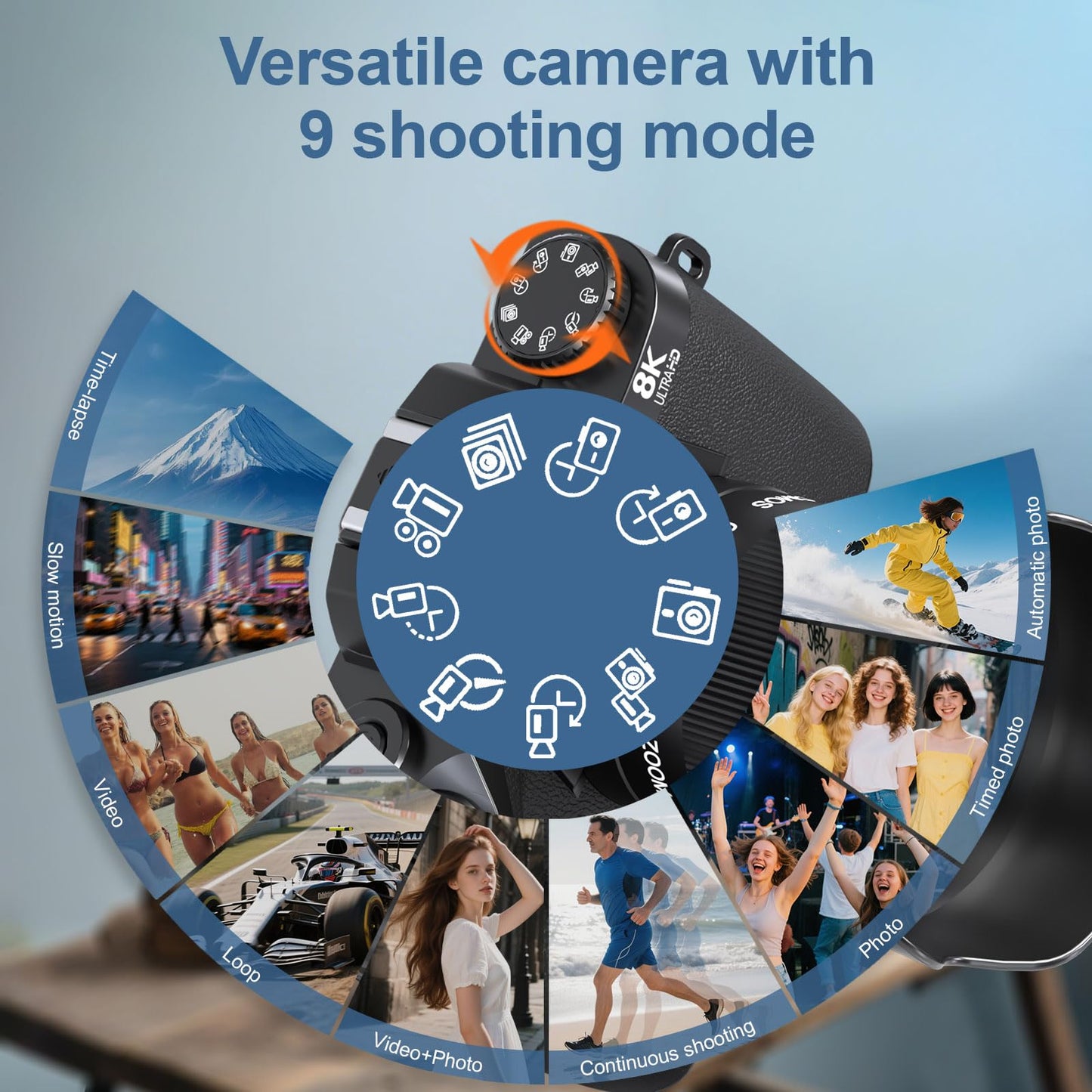 8K Digital Cameras for Photography, WiFi 64MP Vlogging Camera for YouTube, 4" Touch Screen Travel Camera with Dual Lens, Auto Focu, 16X Digital Zoom, 3000mAh Batteries, 32GB Card, Black
