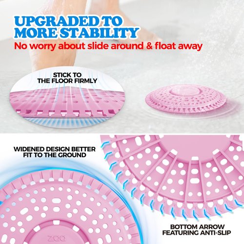 zaa Shower Drain Hair Catcher, Upgraded 2Pack Premium Silicone Drain Protector & Shower Drain Cover for Regular Floor Drains of Shower Room, Bathroom, Pink