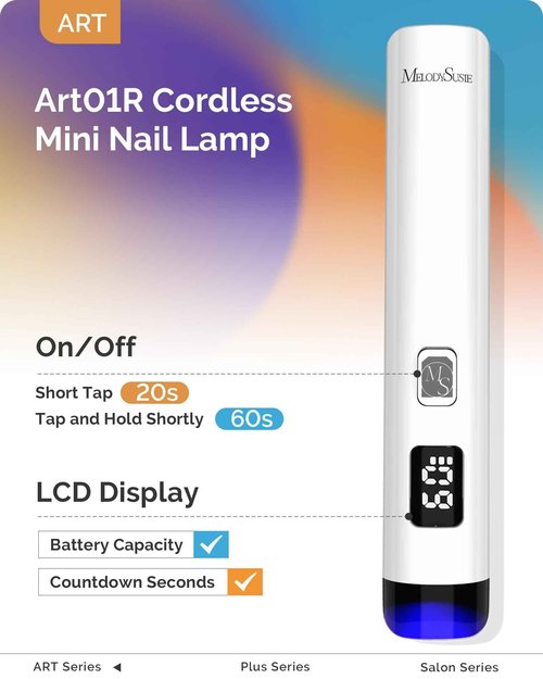 MelodySusie Nail Dust Collector with Reusable Filter with Handheld UV Light for Gel Nails