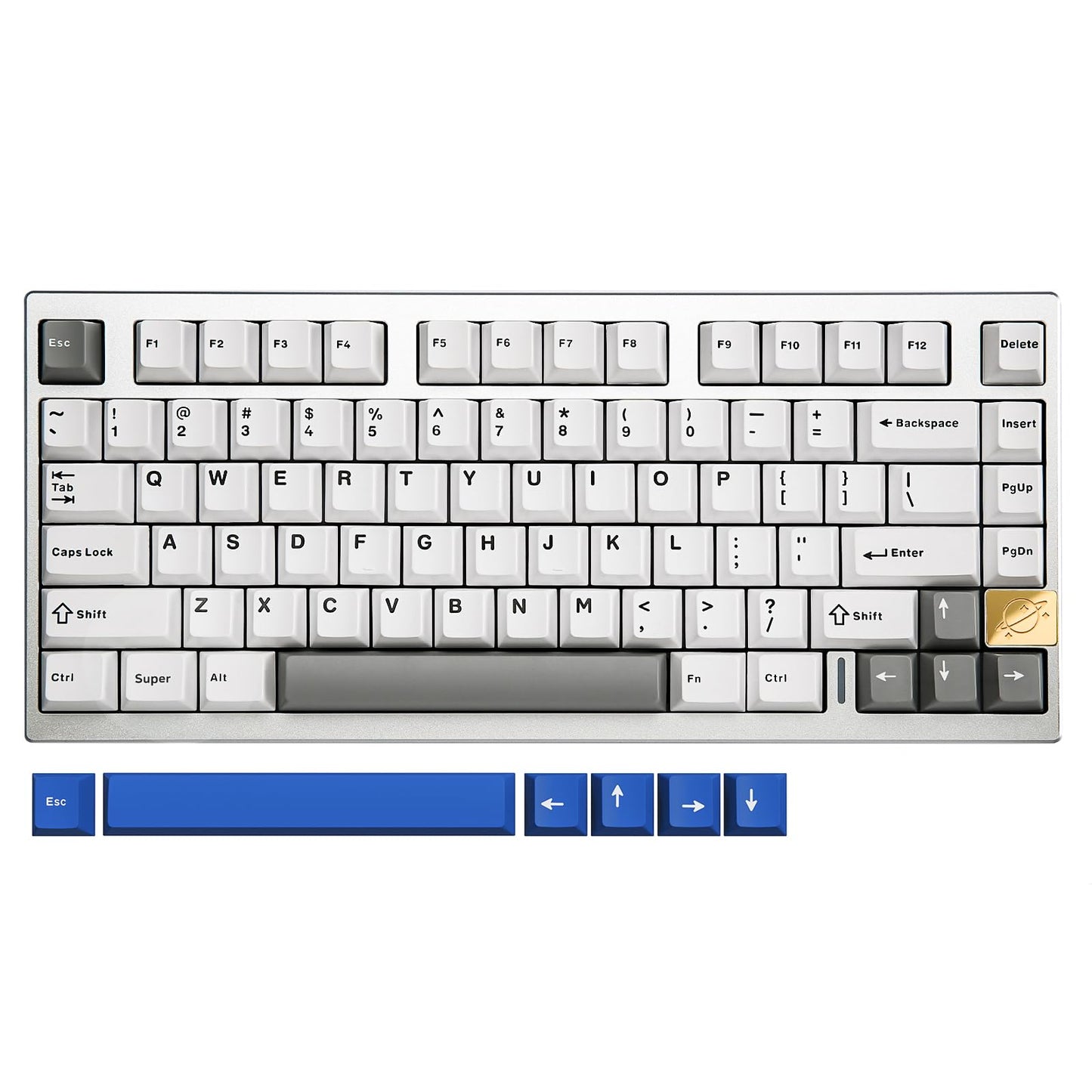 YUNZII AL75 Wireless Mechanical Gaming Keyboard,Full Aluminum CNC,75% Layout,BT/2.4G/Wired,Hot Swap,Creamy Switches,TKL Gasket,RGB Backlight,Programmable for Mac/Win (Silver, Blue Grey Switch)