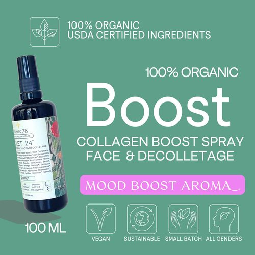 Organic28. 100% Organic Toner for Face, 24 Botanicals Formula. Helichrysum Face Mist. Natural Hydrating Toner. Vegan. Aloe Vera Face Spray. Aromatherapy. Hydrating Face Mist, 3.4 Fl. Oz.
