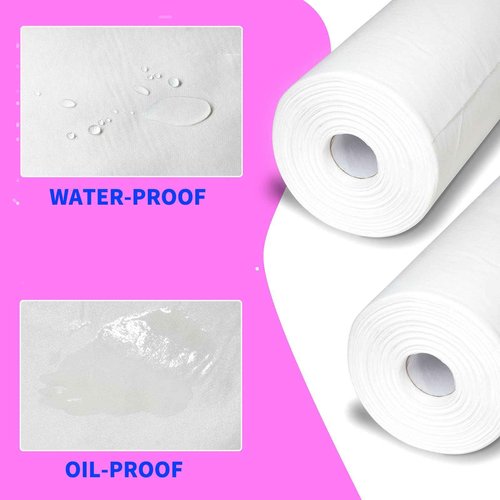 Silrubsups Disposable Massage Table Sheets 2 Roll 30 g/m2 Waterproof Thick Non Woven Bed Sheets ,71 x 31.5 inches, 50 Sheets per Roll with Face Hole for Beauty Salon Hotels (2)