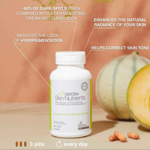 Glisodin Skin Nutrients Advanced Skin Brightening Formula – for Brighter, Clearer, and Firmer Complexion – Helps Reduce Blemishes - 90 Capsules