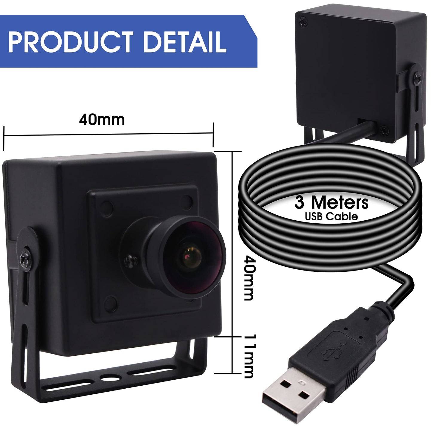 ALPCAM 4K USB Camera Ultra HD 2160P Webcam with IMX317 Sensor,170 Degree Fisheye Lens USB Camera Module with Dual Microphone, Plug and Play USB Webcam for Windows/Mac/Linux/Raspberry Pi