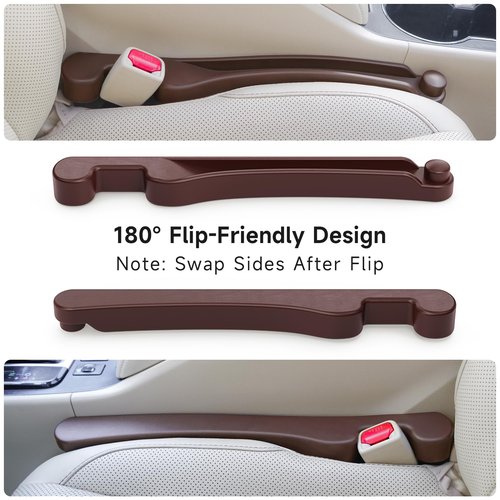 Car Seat Gap Filler 2 Pack Soft Foam Multifunctional Seat Side Gap Filler with Organizer & Hook Function, 3in1 Gap Stopper Universal Fit Car SUV Truck Fill The Gap Between Seat & Console (Deep Brown)