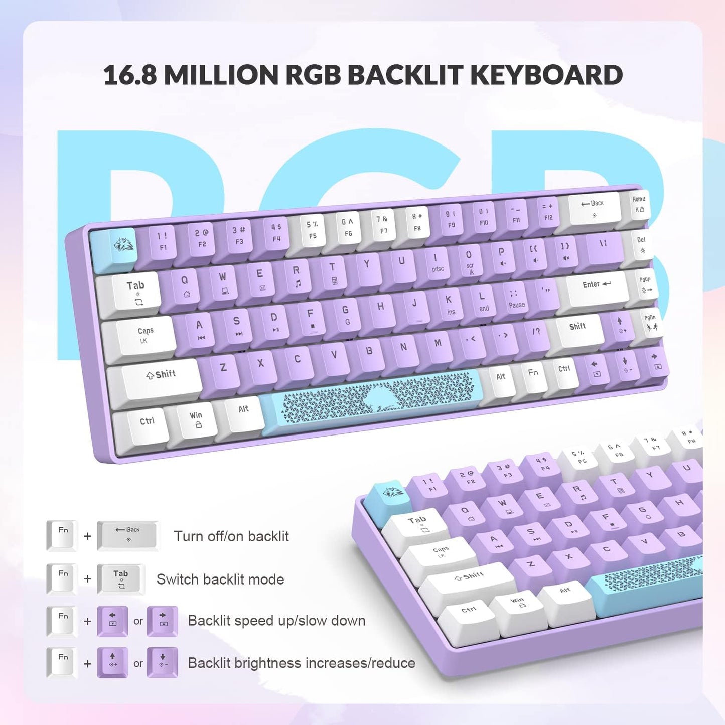 ZIYOU LANG RK-T8PR0 Wired 65% Mechanical Gaming Keyboard and Mouse Combo with RGB LED Backlit Anti-ghosting TKL Mini 68 Key Coiled C to A Cable Linear Red Switch for PS4 PS5 Xbox PC Mac Gamer(Gray)