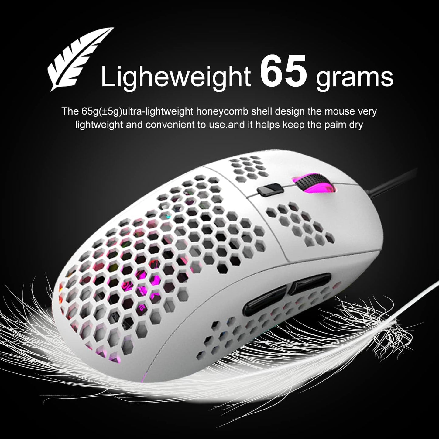 60% Gaming Keyboard and Mouse Combo Small Mini RGB Backlight Mechanical Feeling and Mechanical RGB 6400 DPI Honeycomb Optical Mouse,Gaming Mouse pad for Gamers and Typists Black