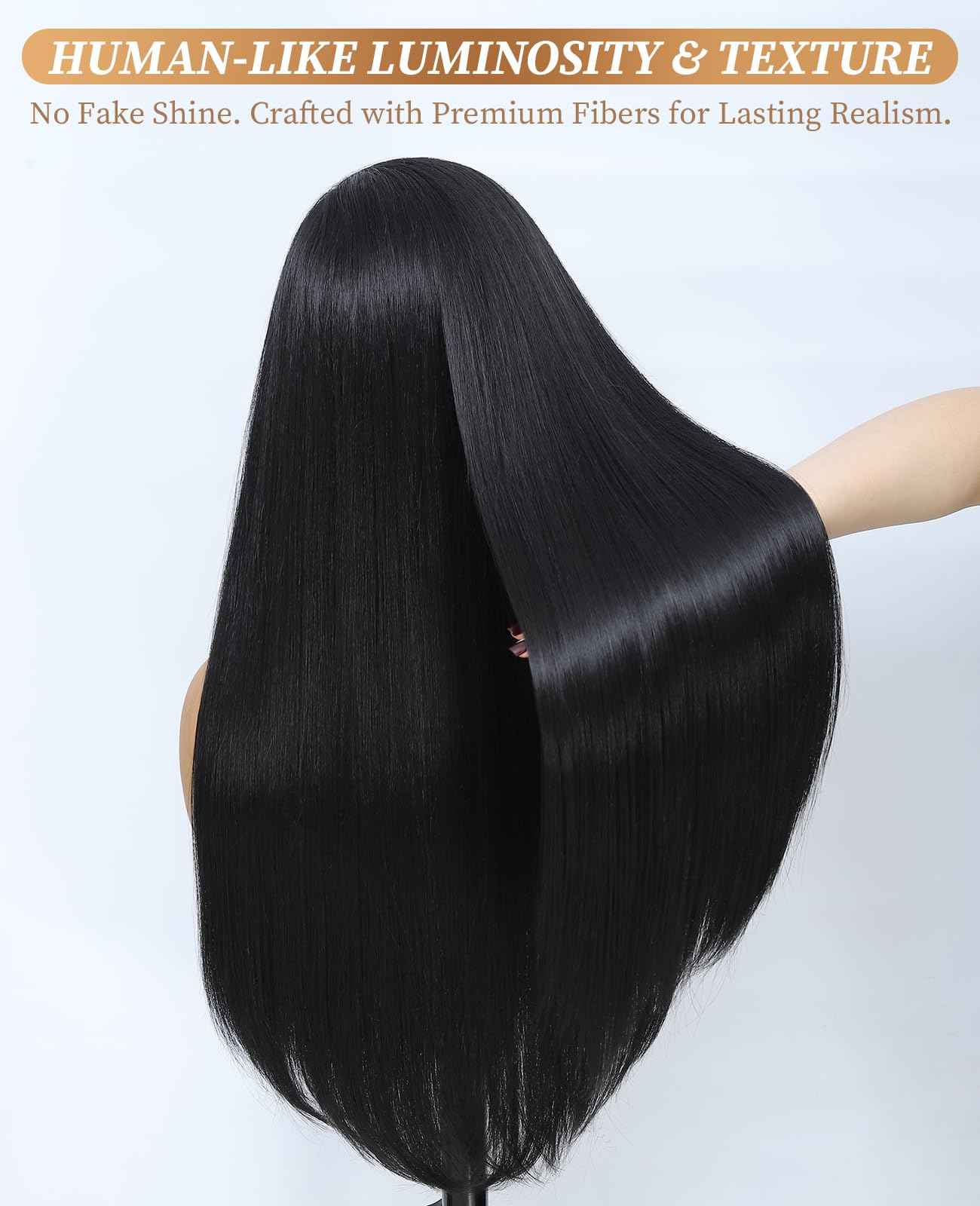 Latasha 13x6 Synthetic Lace Front Wig for Black Women Straight HD Lace Frontal Wigs Pre Plucked Wear and Go Glueless Wigs for White Women 28 inch Long Black Wig (Off Black 1B)