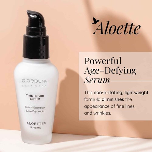 Aloette Time Repair Anti Wrinkle Serum, Age Defying Face Serum, Lightweight Formula, All Skin Types, Cruelty Free, 1 Fl Oz