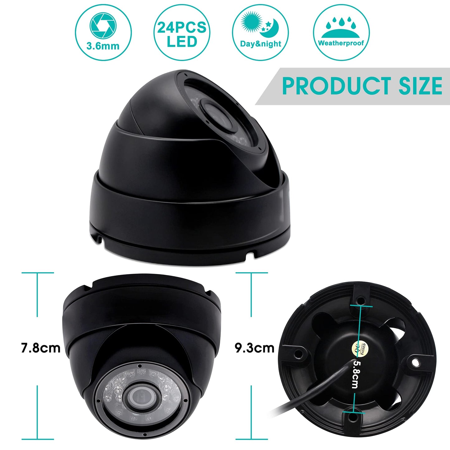 ALPCAM USB Camera Security Camera Outdoor Dome USB Webcam, 720P Day & Night Vision USB Camera for Computer, Waterproof Camera with IR LEDs for Car Park Baby Monitor Home Surveillance