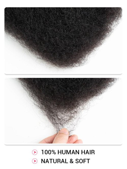 REBECCA FASHION Afro Kinky Bulk Human Hair 50g/Pack Braiding Hair for Dreadlock Extensions, Loc Repair, Afro Kinky Curly Human Hair Bulk for Twist 20 Inch Natural Black Color