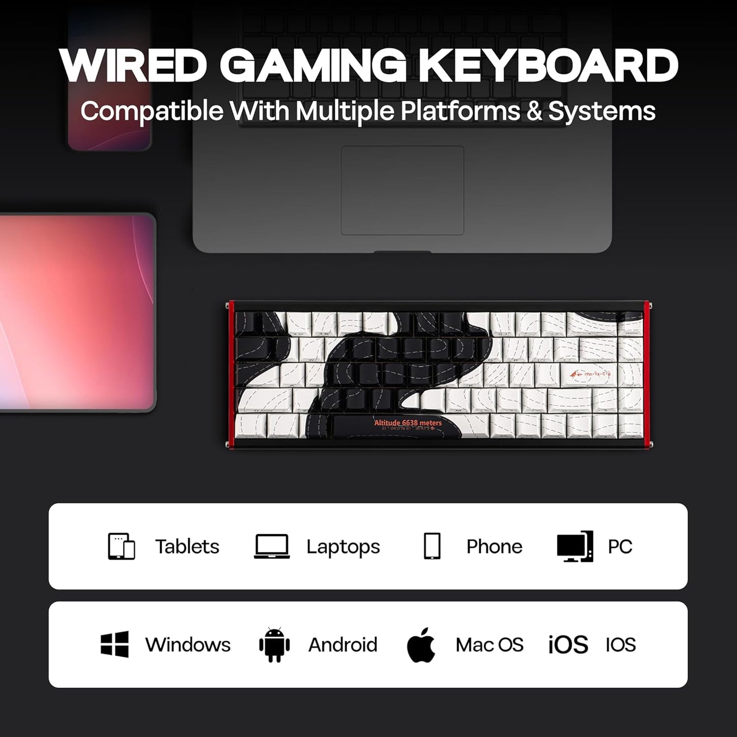 AJAZZ ALUX68 HE Aluminum Rapid Trigger Gaming Keyboard with Magnetic Switch, Wired Hall Effect Keyboard with 8K Polling Rate, 0.125ms Latency, RGB Backlight (Black Side-Printed, ALUX68)