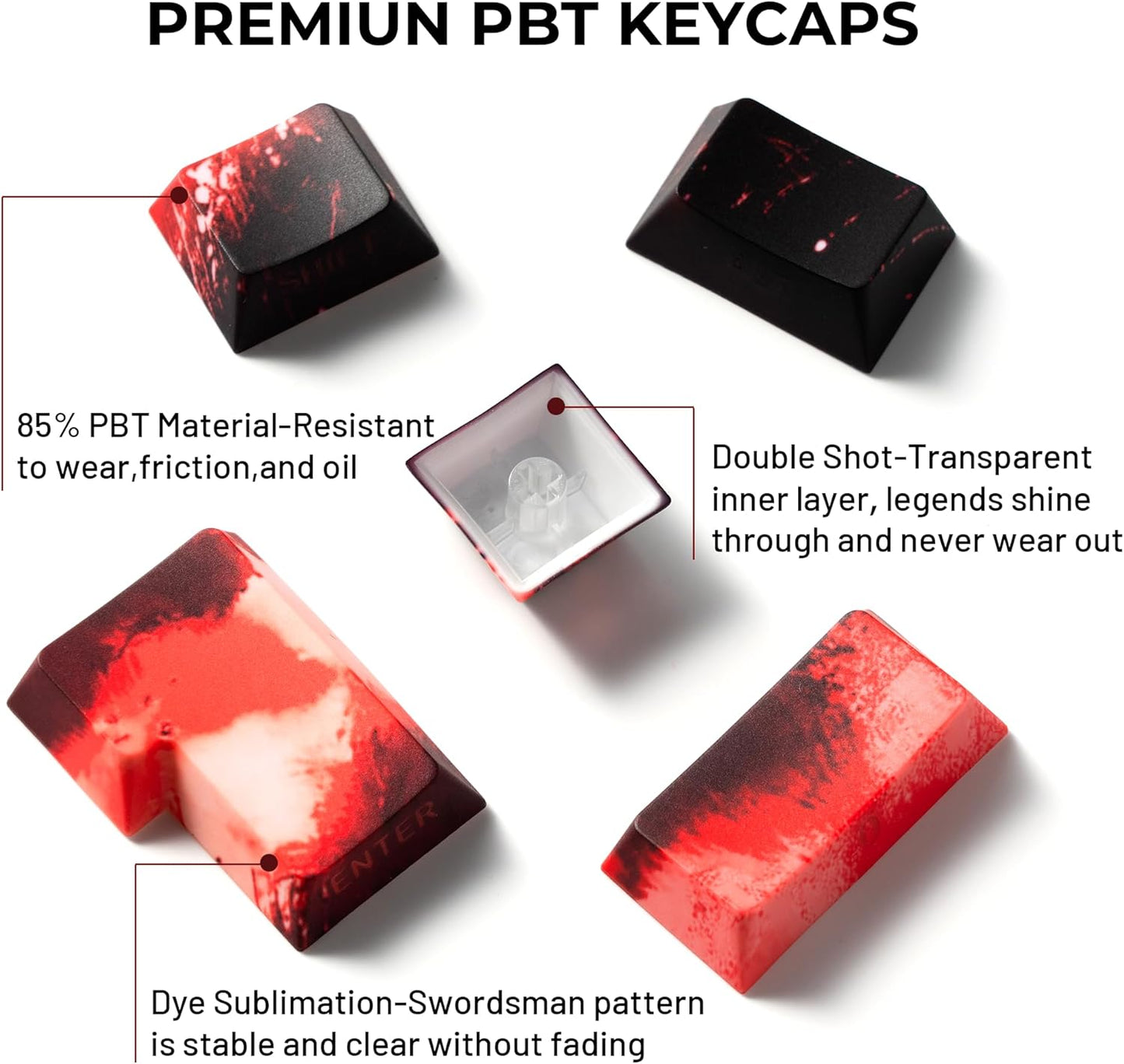 XVX Bamboo Grove Shine Through Keycaps, Double Shot PBT Keycaps, Side Printed Keyboard Caps with Dye Sublimation Full Keycap Sets Suitable for Gateron Cherry MX Switches Mechanical Keyboard
