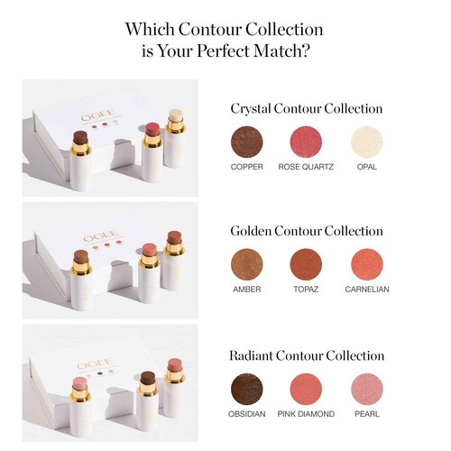 Ogee Face Stick Crystal Collection Trio - Contour Stick Makeup Collection - Certified Organic Contour Palette - Includes Bronzer Stick, Blush Stick & Highlighter Stick