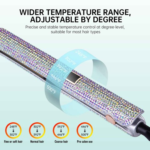Pro Flat Iron, 2-in-1 Hair Straightener & Curler, Professional Titanium Hair Straightening Curling Wand, Fast Heating, Salon-Grade Effect, 122-500F Adjustable Temp, LED Display, UL Certified